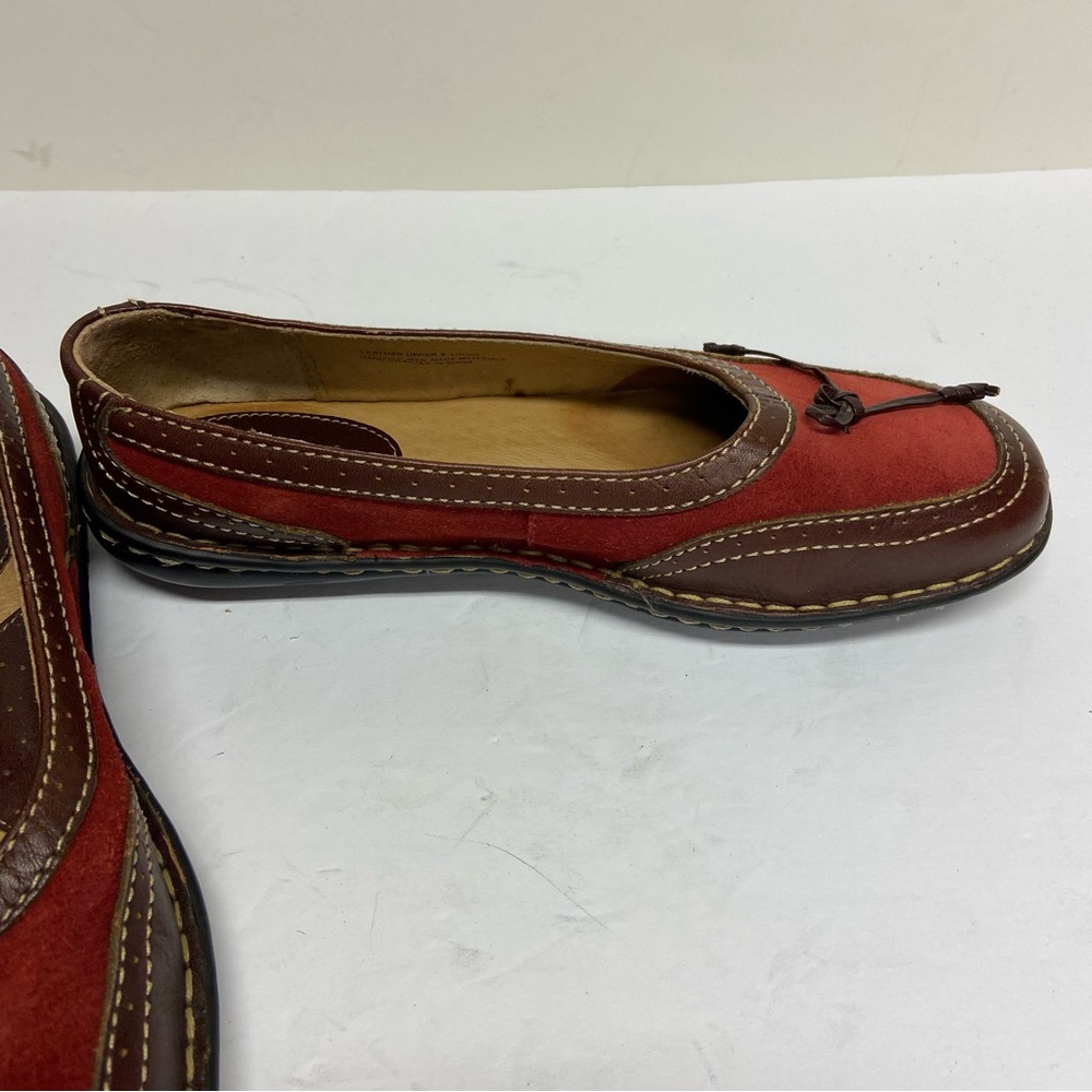 Born Women’s Shoes Brown/Red Suede Leather Flats Slip Ons Size 7 - Picture 6 of 11